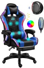 GAMING CHAIR-BLUE W/MASSAGE & LED